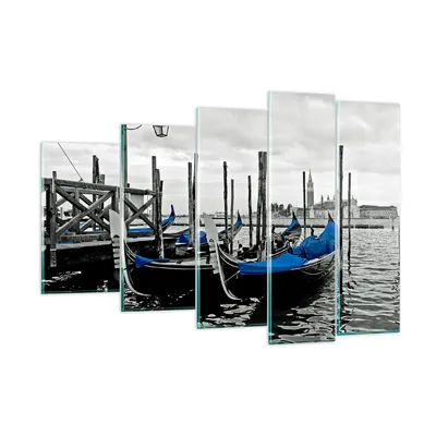 Produktbild von Bilder auf glas - Venedig Gondel Leuchtturm - 150x100cm - Glasbilder - Wandbilder - Kunstdruck - zum Aufhängen bereit - Wanddekoration aus Glas - Glas Bilder - Wandbild auf Glas - GEG150x100-0446