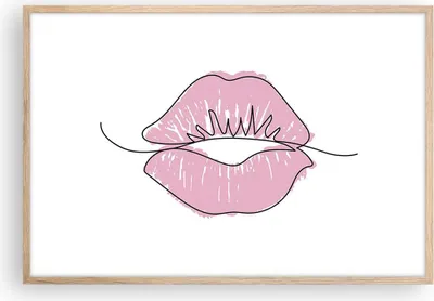 Produktbild von Gerahmtes Poster - Rahmen in heller Eiche - Mund Bild Modern - 91,5x61 cm - Wand Bild - Wanddeko - Wandbilder - Kunstposter - Wandposter - Bilderrahmen - Bilder - Kunstdruck - P2NAA91x61-4543