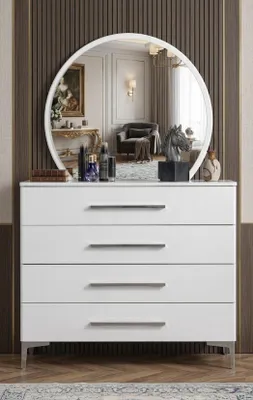 Image de Table de maquillage, miroir, coiffeuse, commode, blanc, design moderne, élégant