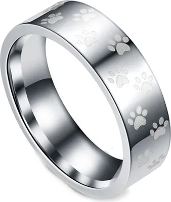 Produktbild von Männer Frauen Niedlichen Tier Pfotenabdruck Titan Stahl Fingerring Schmuck Geburtstagsgeschenk-Silber,US 10