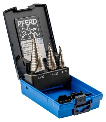 Obrázek produktu pro PFERD Stufenbohrer-Set HSS 3-tlg. - Bohrer - Taktbohrer - Hochgeschwindigkeitsstahl (HSS) - Edelstahl - 3 Stück(e) - 6 - 8 - 10 mm