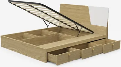 Immagine prodotto di Letto matrimoniale 160x190 cm con cassetto contenitore design moderno Steyr - natura