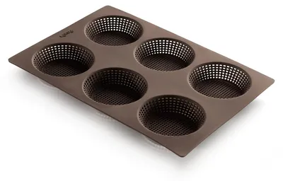 Silikon-Backform für 6 Brötchen, 29x20x2 cm, rund