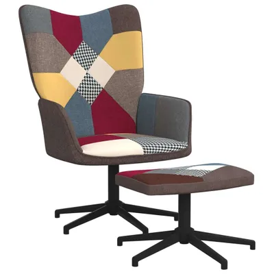 Produktbild von Relaxsessel mit Hocker Patchwork Stoff