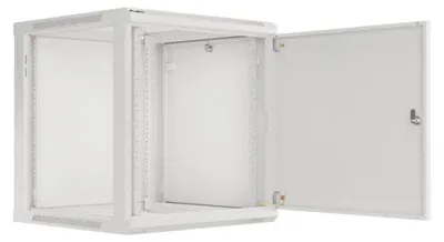 Obrázok produktu pre Skriňa Lanberg regál 19" na montáž na stenu 12U/600x600 na samostatnú montáž s kovovými dverami sivá (plochý balík)