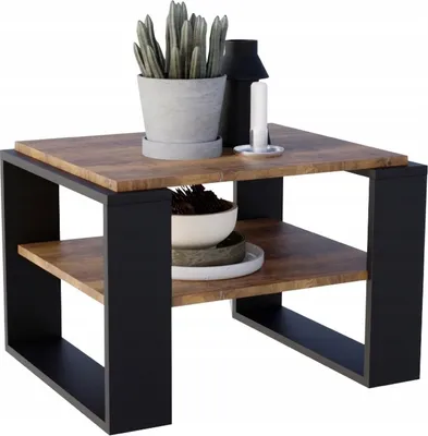 A coffee table with decorative items on it.