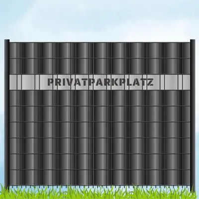 Produktbild von zaun|zu Sichtschutzstreifen mit Laser Beschriftung "PRIVATPARKPLATZ"  Doppelstab Lichtgrau 2,55m