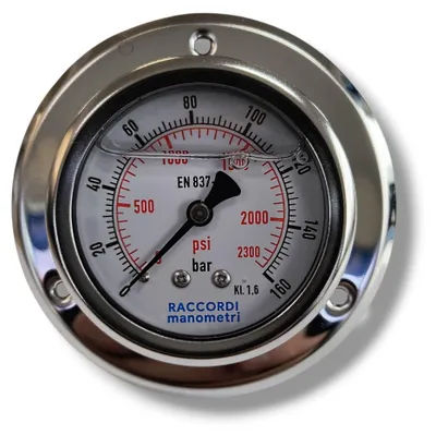 Produktbild von Manometer an der Rückseite, 160 bar, 63 Gewinde, 1/4"