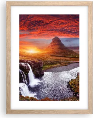 Produktbild von Gerahmtes Poster - Rahmen in heller Eiche - Kirkjufell Wasserfall Berg - 30x40 cm - Wand Bild - Wanddeko - Wandbilder - Kunstposter - Wandposter - Bilderrahmen - Bilder - Kunstdruck - P2NPA30x40-4704