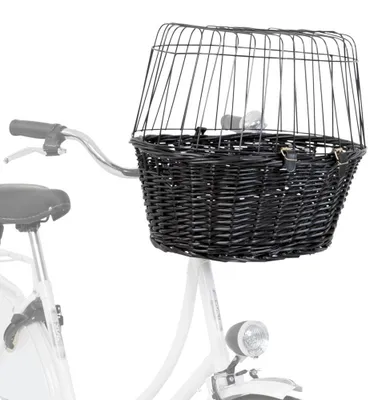 Produktbild von TRIXIE Hundefahrradkorb aus Weide zum Einhängen am Lenker, schwarz - schwarz - 50 × 41 × 35 cm