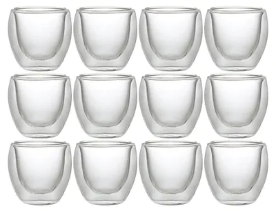 Espressotassen doppelwandig, 12er Set, Borosilikatglas, 60 ml