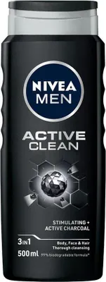 Zdjęcie produktu dla Nivea Men Active Clean Żel pod prysznic do ciała, twarzy i włosów 500ml