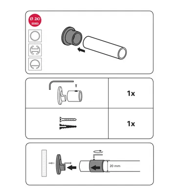 Produktbild von Gardinia Wandlager für Ø 20 mm weiß cm