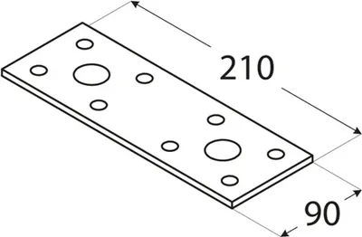 Produktbild von Lochplatte 210 x 90 x 2,50 mm Flachverbinder Holzverbinder verzinkt