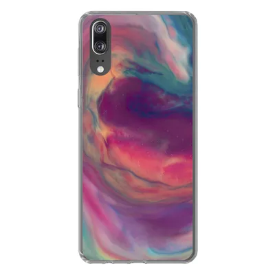 Produktbild von MuchoWow® Handyhülle Schutzhülle Hülle für Huawei P20 Flüssig - Rosa - Türkis - Abstrakt Silikon Softcase Handy Hülle - Hardcover