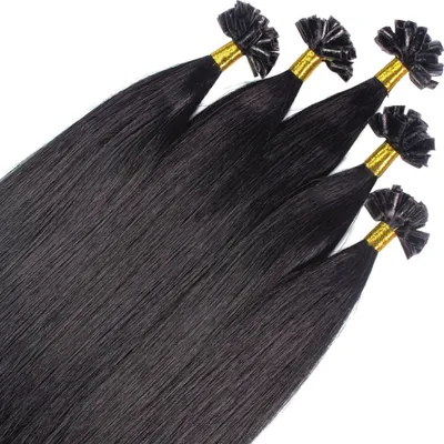 Produktbild von hair2heart Premium Extensions Echthaar Bondings glatt - 25 Strähnen 0.8g 50cm 2/0 schwarz