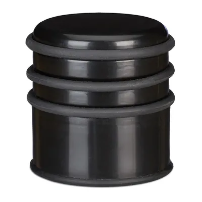Immagine prodotto di 4 fermaporta da pavimento, fermaporta pesante, per porte e finestre soggette a correnti d'aria, 3 anelli in gomma, ∅ 7 cm, nero