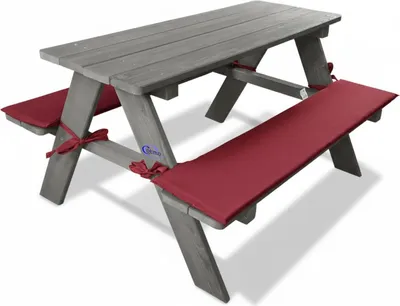 Produktbild von Coemo Kinder-Sitzgruppe Grau Picknicktisch mit Polster Spieltisch Gartentisch Holz