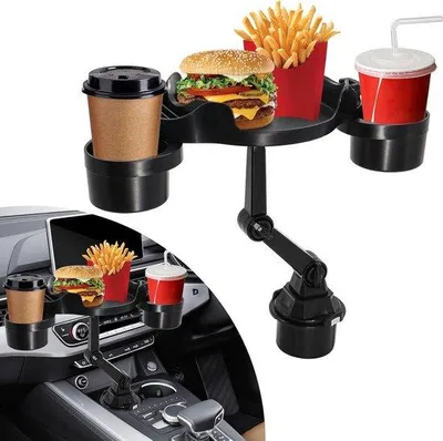 Produktbild von 360-Grad-Bekertisch mit Telefonhalter - 3-in-1-Auto-Verlängerung - Antislip-Mat - Multifunktionstisch
