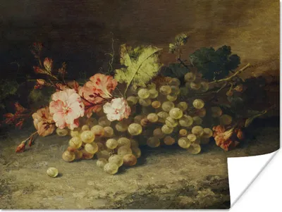 Produktbild von MuchoWow® Poster Obst - Stilleben mit Weintrauben - Alte Meister 160x120 cm - Foto Plakat