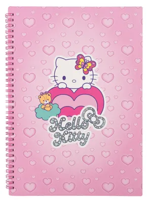 Immagine prodotto di Blocco per appunti A4, 100 fogli, a quadretti, con spirale metallica, Hello Kitty rosa, modello 2 - PATIO