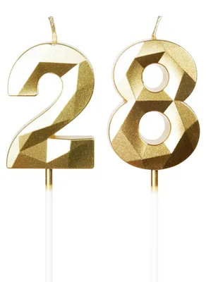 Produktbild von 28 Kerzen für Geburtstagsgeschenke, goldene Zahl 28, Geburtstagskerzen, Tortenaufsatz-Dekorationen für Geburtstagsfeiern