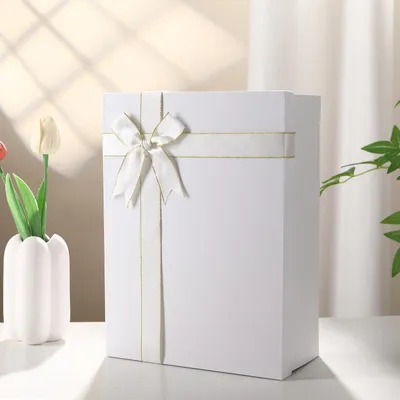Imagen del producto de Caja de regalo reutilizable con lazo, de 22,5 x 16 x 8,5 cm, de cartón, ideal para celebraciones