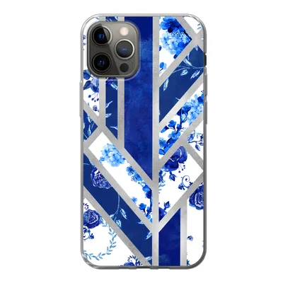 Produktbild von MuchoWow® Handyhülle Schutzhülle Hülle für iPhone 12 Pro Delfter Blau - Design - Luxus Silikon Softcase Handy Hülle - Abdeckung
