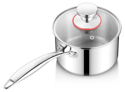 Imagen del producto de Sartén de acero inoxidable, 14 cm, 1,2 litros, apta para inducción, con tapa