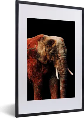 Produktbild von MuchoWow® MuchoWow® Gerahmtes Poster Elefant - Tiere - Rot 40x60 cm - Poster mit zchwarzem Bilderrahmen - Poster in Rahmen
