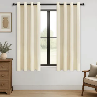 Verdunklungsgardine mit Ösen, 145x140 cm, beige, 2er-Set