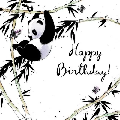 Produktbild von Swarovski Grußkarte Quadrat Panda Geburtstag