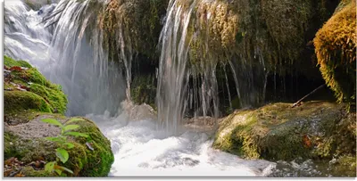Produktbild von ARTland Glasbild Wasserfall Größe: 60x30 cm