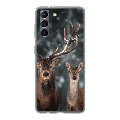 Produktbild von MuchoWow® Handyhülle Schutzhülle Hülle für Samsung Galaxy S21 Hirsche - Tiere - Winter - Geweih - Schnee - Natur Silikon Softcase Handy Hülle - Softcase