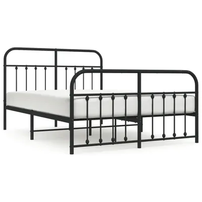 Image de vidaXL Cadre de lit avec tête et pied de lit en métal noir 135x190 cm