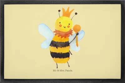 Produktbild von Mr. & Mrs. Panda Schmutzmatte Biene König 50 x 75 cm - Gelb Pastell - Geschenk, Gummimatte, Schmutzfangmatte, fußmatte, Fussmatte, Sauberlaufmatte