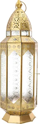Produktbild von Große Orientalische Metall/Glas Laterne in Marrokanischem Design - Modell 4, Mehrfarbig, Glas,Metall,Eisen, 60*21*21 cm, Orientalische Laternen