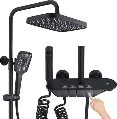 Immagine prodotto di Sistema doccia a pioggia con comando termostatico e doccetta - Kit completo per montaggio a parete