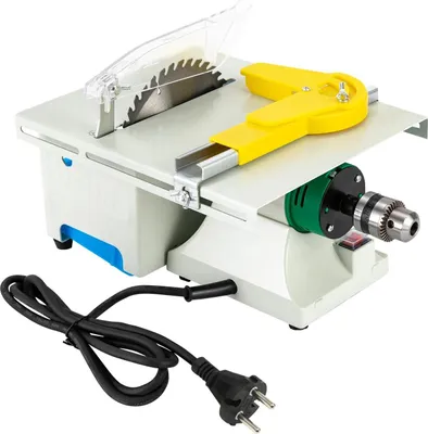 Image de Scie circulaire de table compacte - Scie de précision électrique - Moteur 300W - 800–10000 tr/min - Lame de scie de 15 cm - Flexible - Prise EU 220–240V - Blanc
