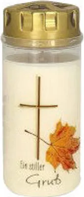 Produktbild von Trauerkerze AETERNA Grablicht "Ein stiller Gruß (Kreuz mit Blatt)"