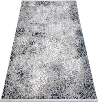Zdjęcie produktu dla Dywan REBEC nowoczesny frędzle 51117 - dwa poziomy runa krem / granat niebieski 80x150 cm