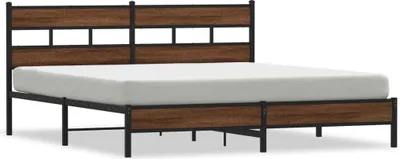 Obrázek produktu pro vidaXL Kovová postel bez matrace Hnědý dubový vzhled 180x200 cm