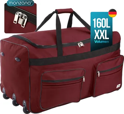 Produktbild von MONZANA® Reisetasche mit Rollen 160L Trolley Funktion Teleskopgriff 85x43x44cm Standfüße Groß XXL Weichgepäck Reisegepäck Gepäcktasche Duffle Bag