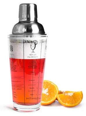 Produktbild von Cocktailshaker Glas 500ml mit 6 deutschen Rezepten & Skala – Premium Bar Shaker mit auslaufsicherem Edelstahl-Deckel & Sieb – Perfekt für Mojito, Mai Tai & Hausbar