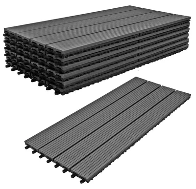 Immagine prodotto di Noka - Pavimento da Esterno con Clip 90x30 cm 6 Piastrelle per Giardino Patio Terrazza in WPC NERO