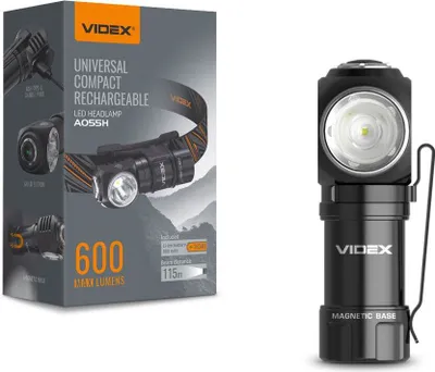 Obrázek produktu pro Dobíjecí LED svítilna 10W 600lm 4 režimy USB-C Vodotěsné IP68 Videx