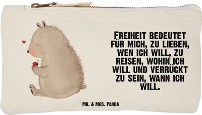 Produktbild von Mr. & Mrs. Panda Stiftemäppchen Bär Marienkäfer Größe S Klein - Weiß - Geschenk, Motivation, Liebe, Pouch, Schlampermäppchen, Das Leben Ist schön, Kulturbeutel, Etui