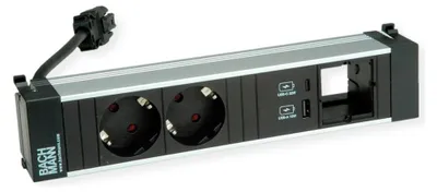 Obrázok produktu pre Bachmann 916.504, 0,2 m, Vnútorný, Hliník, Čierna, Strieborná, 2 AC zásuvky/AC zásuviek, 262 mm