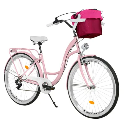 Produktbild von Milord Komfort Fahrrad Mit Korb Damenfahrrad, 26 Zoll, Rosa, 7 Gang Shimano