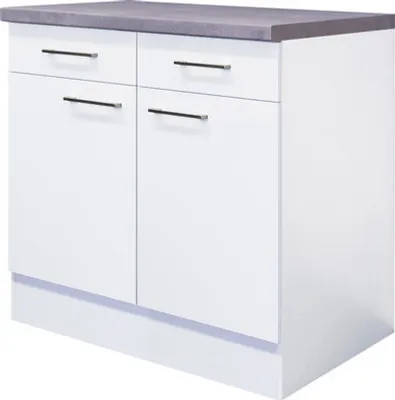 Obrázek produktu pro Kuchyňská skříňka spodní s dvířky a zásuvkou Flex Well Varo ŠxHxV 80 x 60 x 86 cm čelo bílá matná korpus bílá